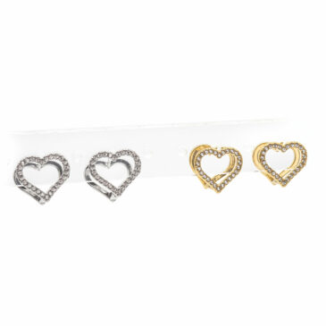 Orecchini clicker sogg. cuore con strass