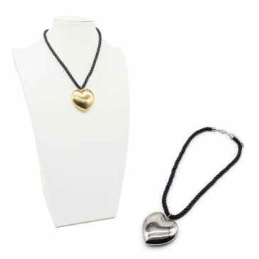 Collana girocollo sogg. Cuore con catena in corda