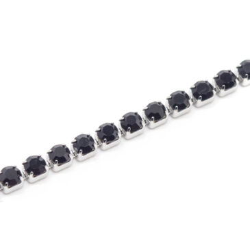 Bracciale morbido in acciaio e zirconi Crystal black