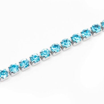 Bracciale morbido in acciaio e zirconi Crystal aquamarine