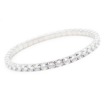 Bracciale elasticizzato in acciaio e zirconi Crystal white