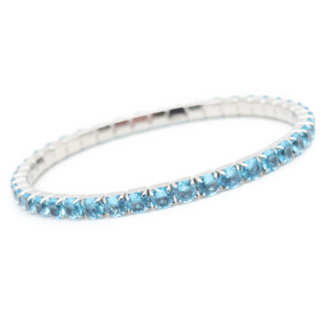 Bracciale elasticizzato in acciaio e zirconi Crystal aquamarine