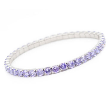 Bracciale elasticizzato in acciaio e zirconi Crystal lavander