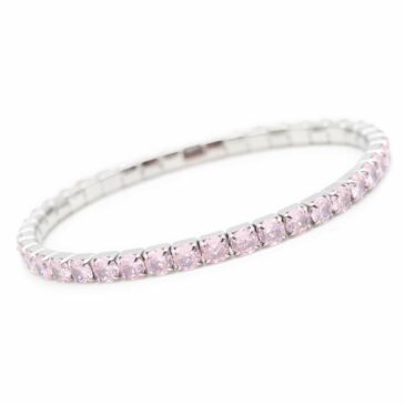 Bracciale elasticizzato in acciaio e zirconi Crystal light rose