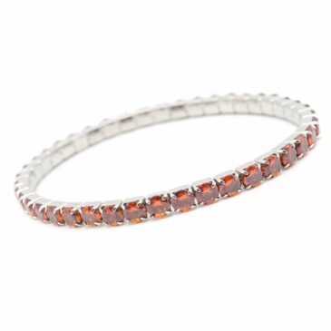 Bracciale elasticizzato in acciaio e zirconi Crystal red-orange