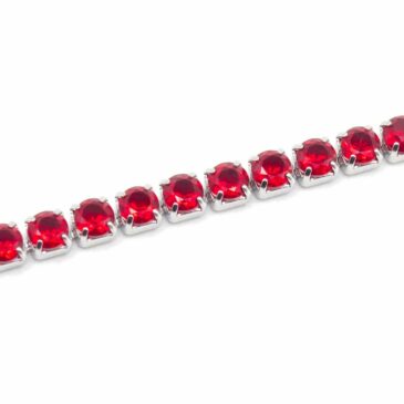 Bracciale morbido in acciaio e zirconi Crystal red