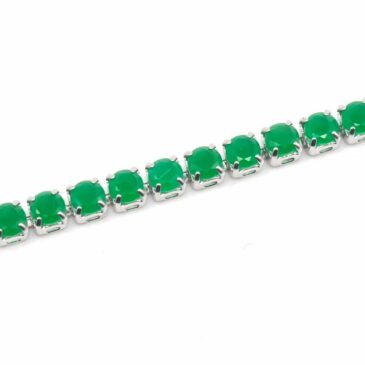 Bracciale morbido in acciaio e zirconi Crystal green