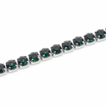 Bracciale morbido in acciaio e zirconi Crystal emerald