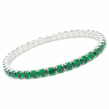 Bracciale elasticizzato in acciaio e zirconi Crystal emerald