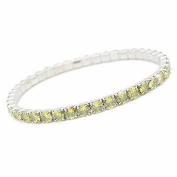 Bracciale elasticizzato in acciaio e zirconi Crystal green-yellow