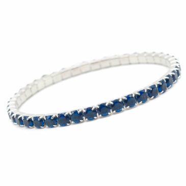 Bracciale elasticizzato in acciaio e zirconi Crystal blue