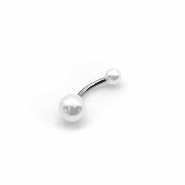 Piercing BANANA OMBELICO 10 mm con palline effetto perla