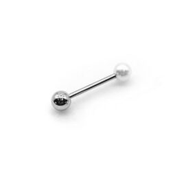 Piercing BARBELL LINGUA 16 mm pallina acciaio e perla