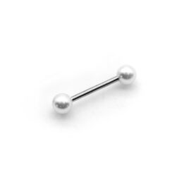 Piercing BARBELL LINGUA 16 mm con palline effetto perla