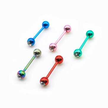 Piercing BARBELL LINGUA 16 mm anodizzato con cristallo