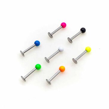 Piercing LABRET 8 mm verniciato solo palline fluo