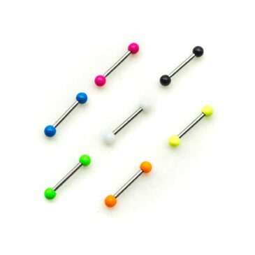 Piercing BARBELL 10 mm verniciato solo palline fluo