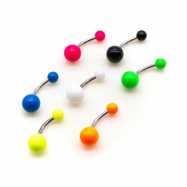 Piercing BANANA OMBELICO 10 mm verniciato solo palline fluo