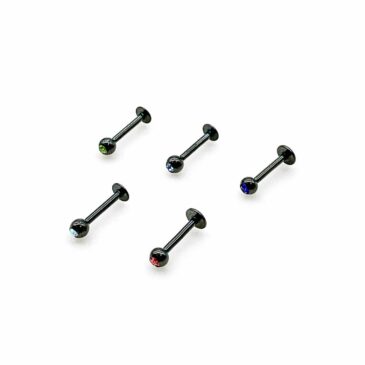 Piercing LABRET 8 mm verniciato nero con cristallo