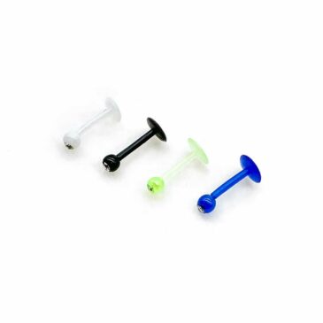 Piercing LABRET 8 mm in teflon acrilico fluo con cristallo